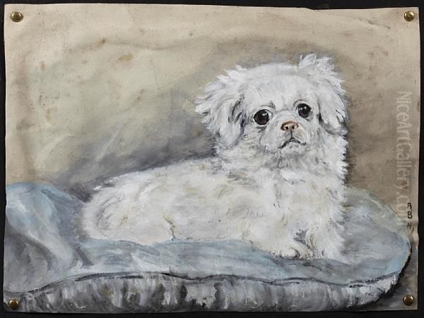 Study Of A Pekinese Oil Painting by George Percy Jacomb-Hood