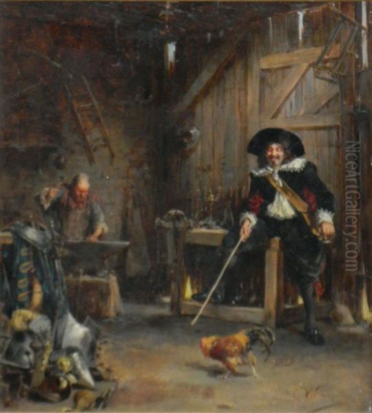 At The Forge Oil Painting by Sir Alfred East