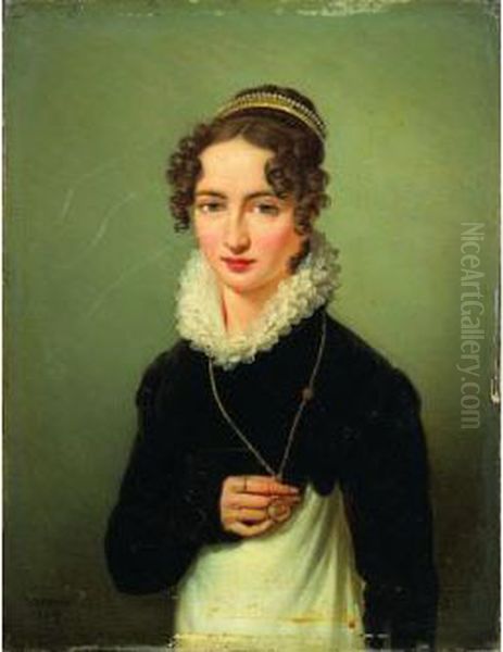 Portrait De Jeune Femme Oil Painting by Jean-Marie Jacomin