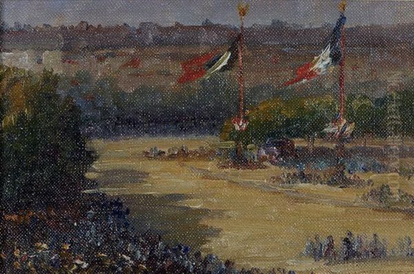 14 Juillet 1919 - Place De La Republique Oil Painting by Edmond Jacquet