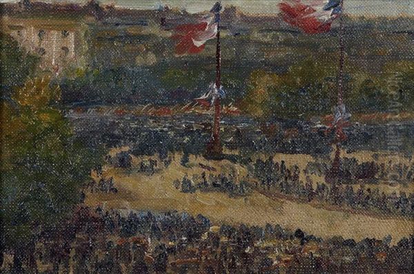 14 Juillet 1919 - Revue De La Victoire - Place De La Republique Oil Painting by Edmond Jacquet