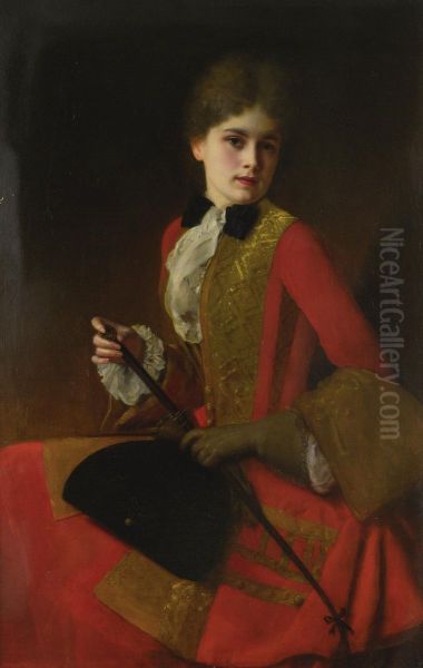 Girl In A Riding Habit Oil Painting by Gustave Jean Jacquet