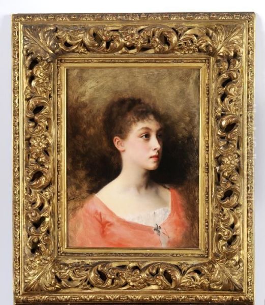 The Coral Dress Oil Painting by Gustave Jean Jacquet