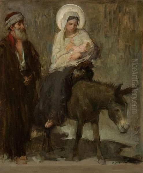 Flight Into Egypt Oil Painting by Henry Jacquier