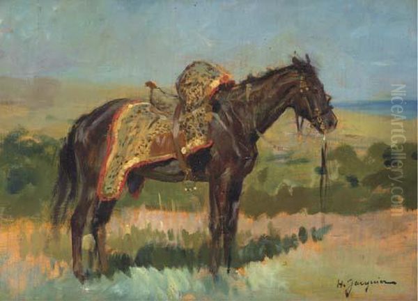 Cheval Noir Oil Painting by Henry Jacquier