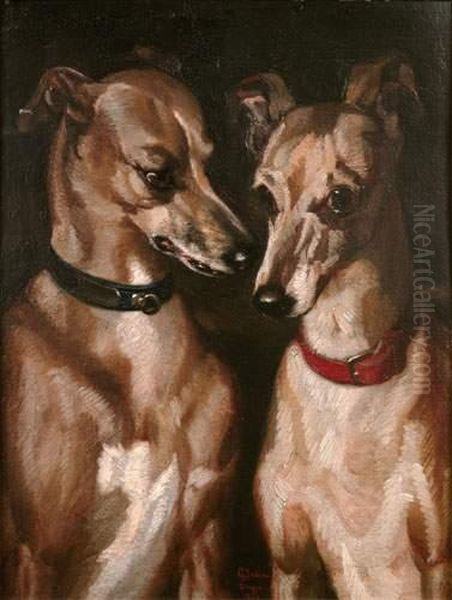 < Portraits De Chiens >. Oil Painting by Louis Godefroy Jadin