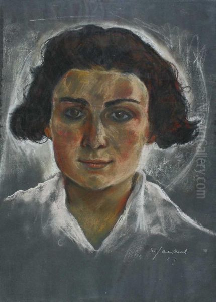 Portrat Negar Saleh. Oil Painting by Willy Jaeckel