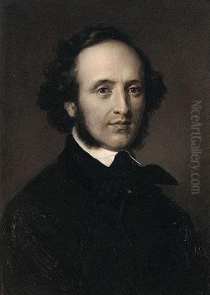 Portrait Of Felix Mendelssohn Oil Painting by Carl Jaeger