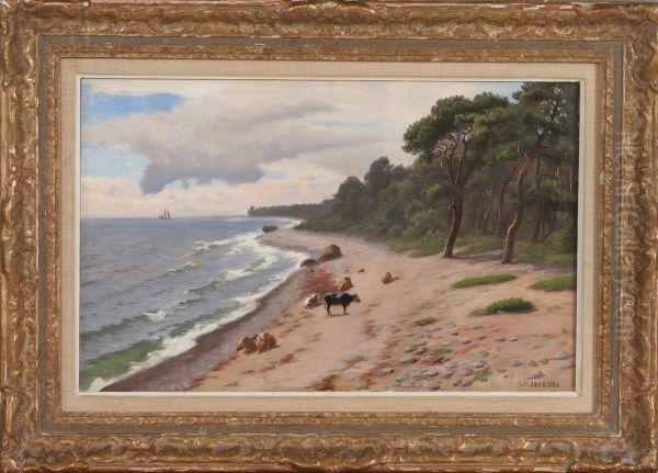 Strand Med Kor Oil Painting by Carl Wilhelm Jaensson