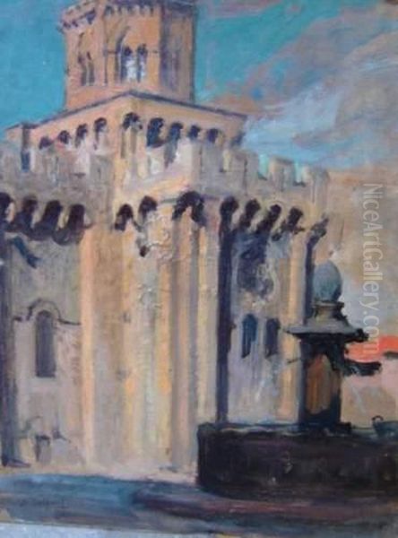 L'eglise De Royat Oil Painting by Charles Jaffeux