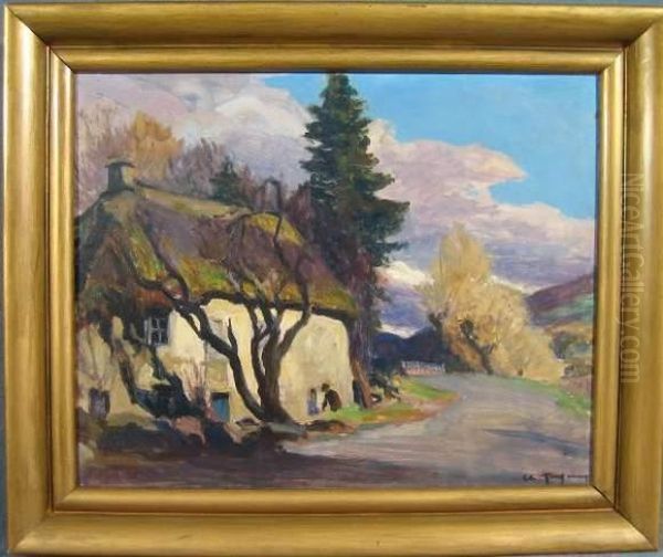 Village Du Chambon Oil Painting by Charles Jaffeux