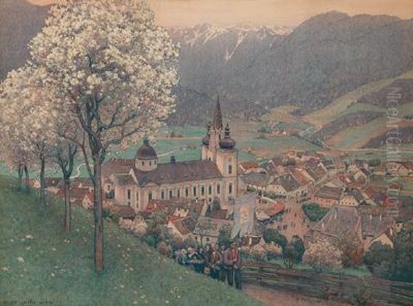 Gustav Jahn Prozession Bei Mariazell Oil Painting by Gustav Jahn