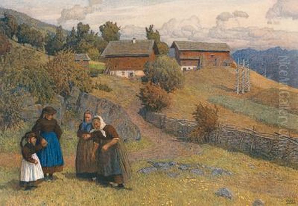 Gustav Jahn Drei Generationen Oil Painting by Gustav Jahn