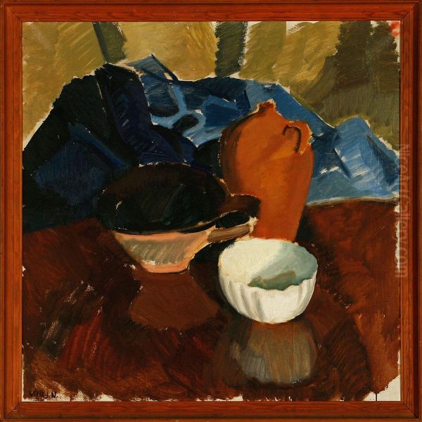 Still Life With Jug And Bowl Oil Painting by Ville Jais-Nielsen