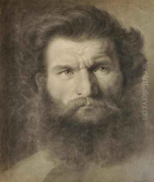 A Study Of The Head Of A Blacksmith Oil Painting by Alexandr Jakesch