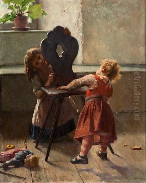 Peek A Boo Oil Painting by Georg Jakobides