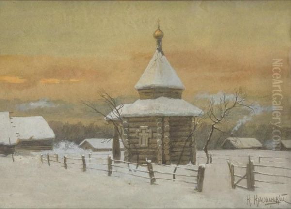 vaade Kirikule Oil Painting by Konstantin Jakovlevit Kroitski