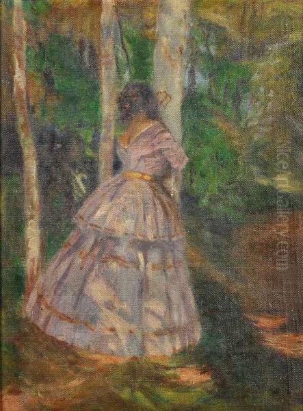 A Girl In The Forest Oil Painting by Frantisek Jakub