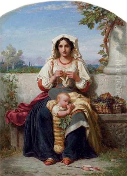 Jeune Mere Italienne Oil Painting by Charles Francois Jalabert