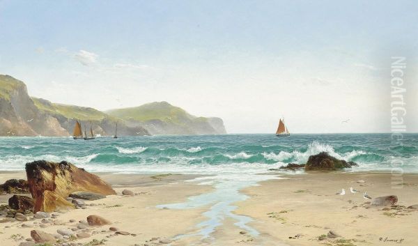 Low Tide, The Cornish Coast Oil Painting by David James