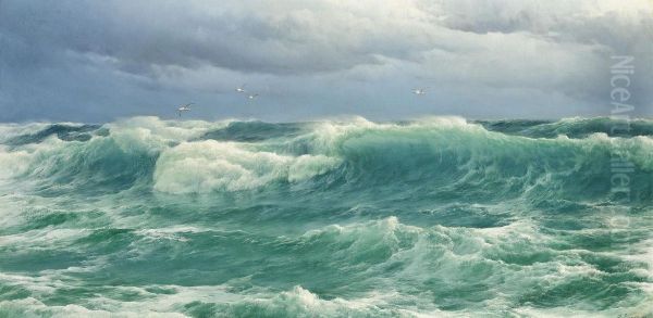 When The Wind Blows The Sea In Oil Painting by David James