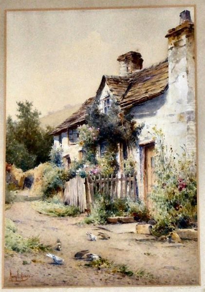 Cottage With Doves Oil Painting by Harry E. James