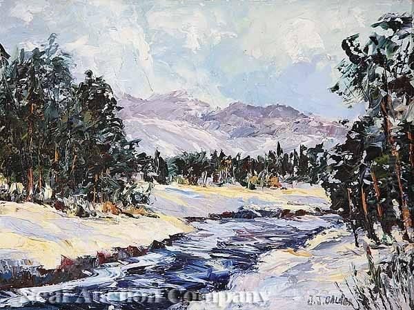 Winter River Oil Painting by Walter John James