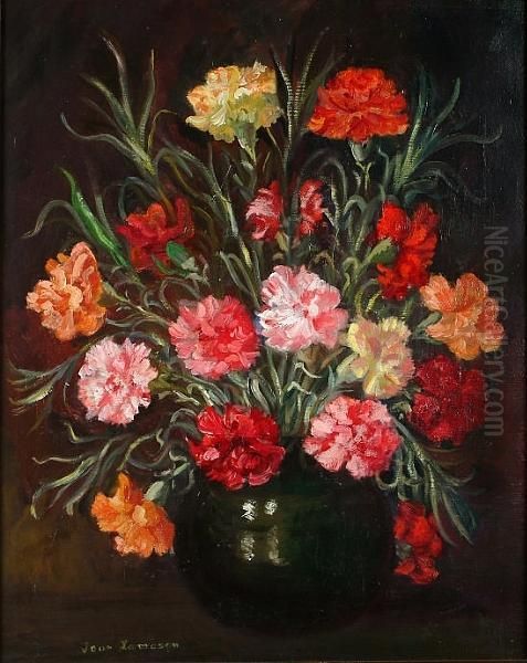 A Vase Of Carnations Oil Painting by Joan Jameson