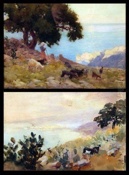 Coastal Scenes With Goat Herderand Goats Oil Painting by Middleton Alexander Jameson