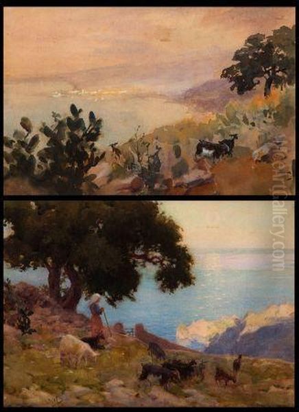 Coastal Scenes With Goat Herder And Goats Oil Painting by Middleton Alexander Jameson