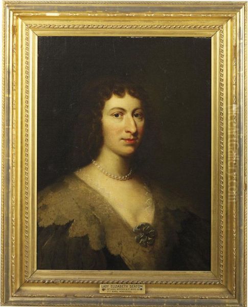 Portrait Of Lady Elizabeth Seaton Oil Painting by George Jamesone