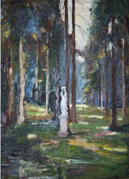 Statue In A Woodland Glade Oil Painting by Alexander Jamieson