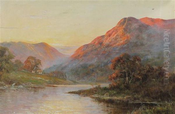 Ellens Isle, Loch Katrine & Oil Painting by F.E. Jamieson