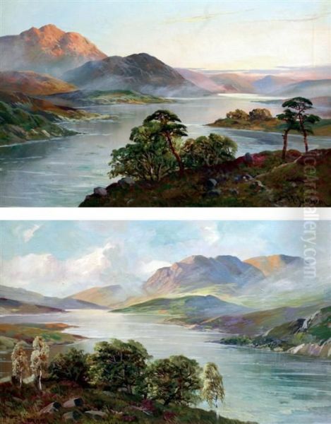 Loch Lomond & Loch Catrine Oil Painting by F.E. Jamieson