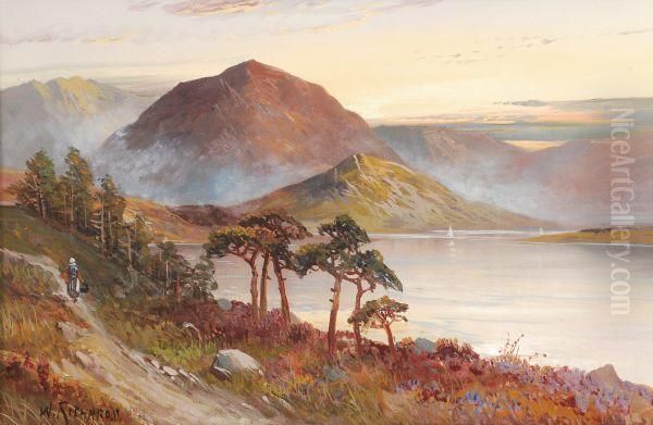 Loch Trieg Oil Painting by Frances E. Jamieson