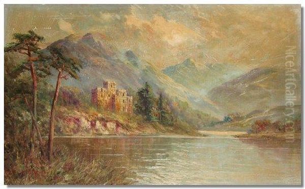 Castle By A Loch Oil Painting by Frank E. Jamieson