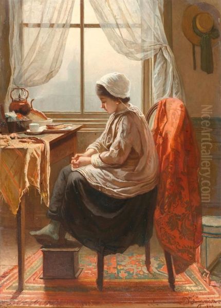 Interieur Mit Frau Oil Painting by Diederik Franciscus Jamin