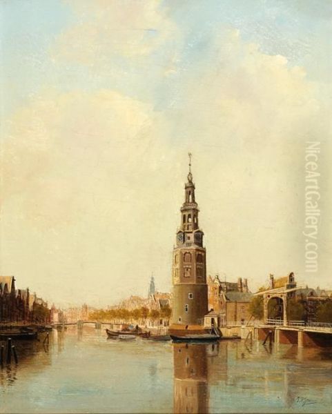 View Of The Montelbaanstoren Oil Painting by Diederik Franciscus Jamin