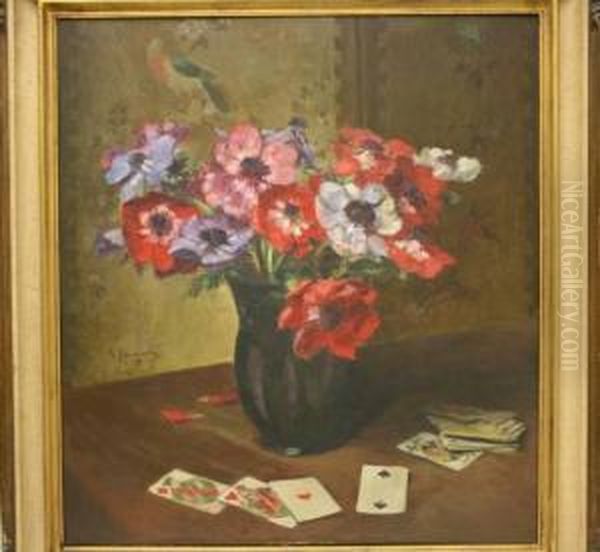 Anemones Oil Painting by Georges Jamotte