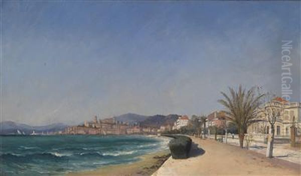 View Of The Promenade In Cannes Oil Painting by Janci