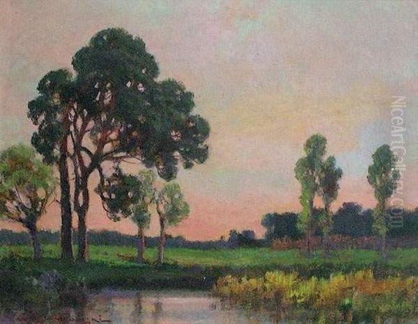 Paysage Aux Arbres (1939) Oil Painting by Czeslaw Boris Jankowski