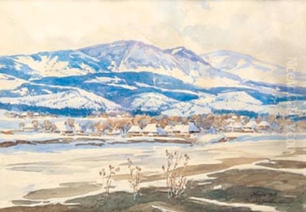 Pejzaz Gorski Oil Painting by Stanislaw Jankowski