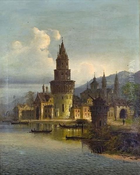 Ansicht Von Andernach Oil Painting by J. Wilhelm Jankowsky