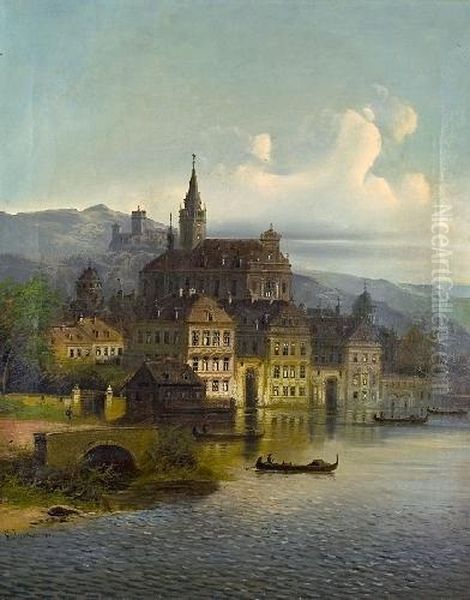 Ansicht Von Bingen Oil Painting by J. Wilhelm Jankowsky