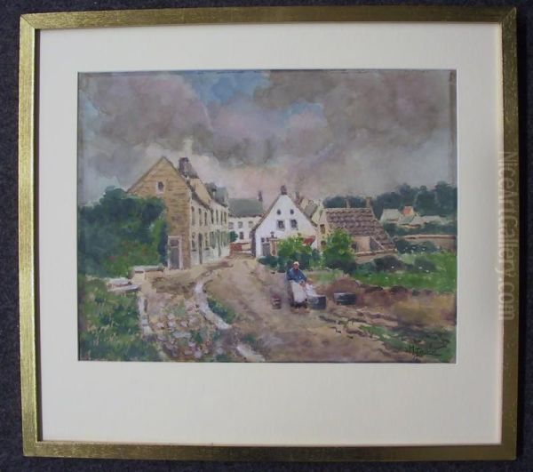 Painting
Description:dorpszicht Oil Painting by Henri Janlet