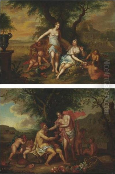 An Allegory Of Autumn; And An Allegory Of Summer Oil Painting by Franz Christoph Janneck