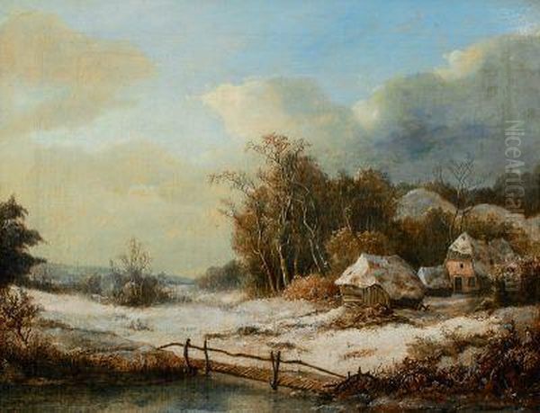 Winterlandschaft Oil Painting by Johan Maurisz Jansen