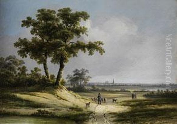 Landschaft Mit Figurenstaffage Oil Painting by Johan Maurisz Jansen