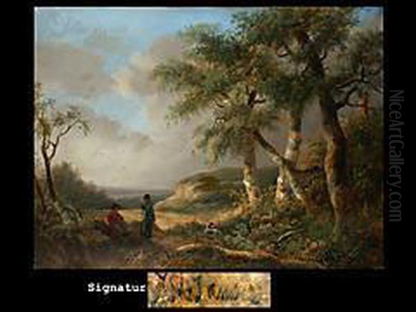 Landschaft Mit Rastender Reisigtragerin Oil Painting by Johan Maurisz Jansen