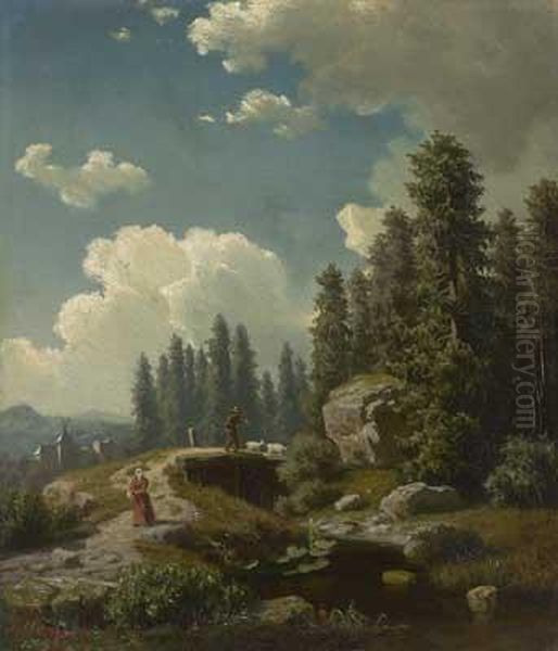 Vorgebirgslandschaft An Einem Heiteren Sommertag Mit Staffagen Oil Painting by Johan Maurisz Jansen